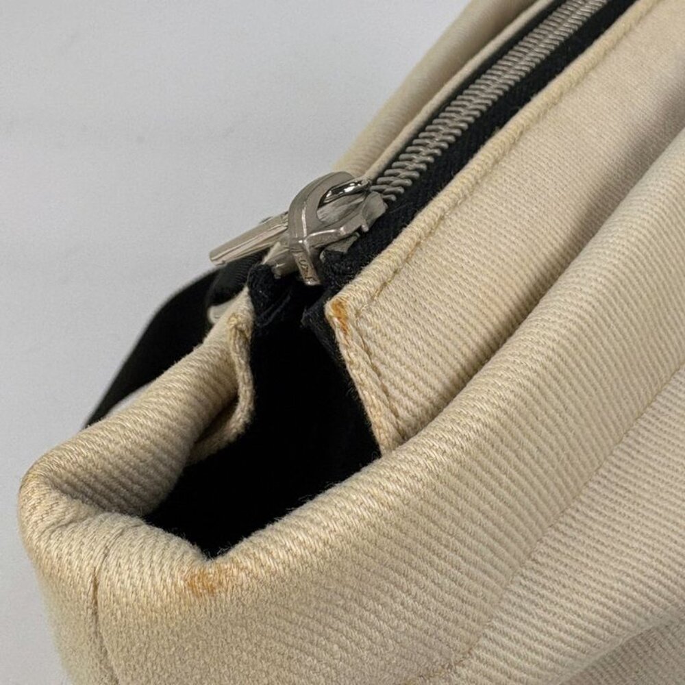 Yves Saint Laurent Logo Tote Bag Canvas Natural Black - Picture 4 of 9